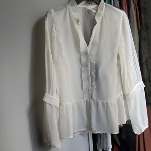 HM ivory cream puffy shirt blouse size 6